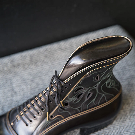 Genuine Leather Engraved Men's Short Boots