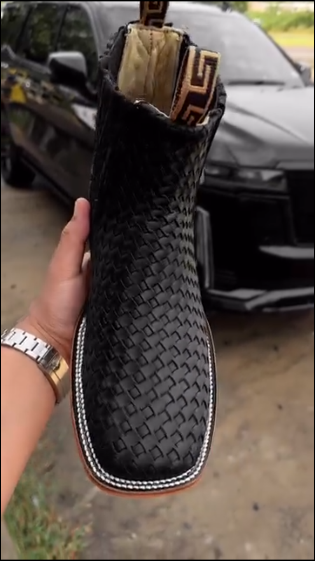 Men's Vintage Hand-Woven Deerskin Boots