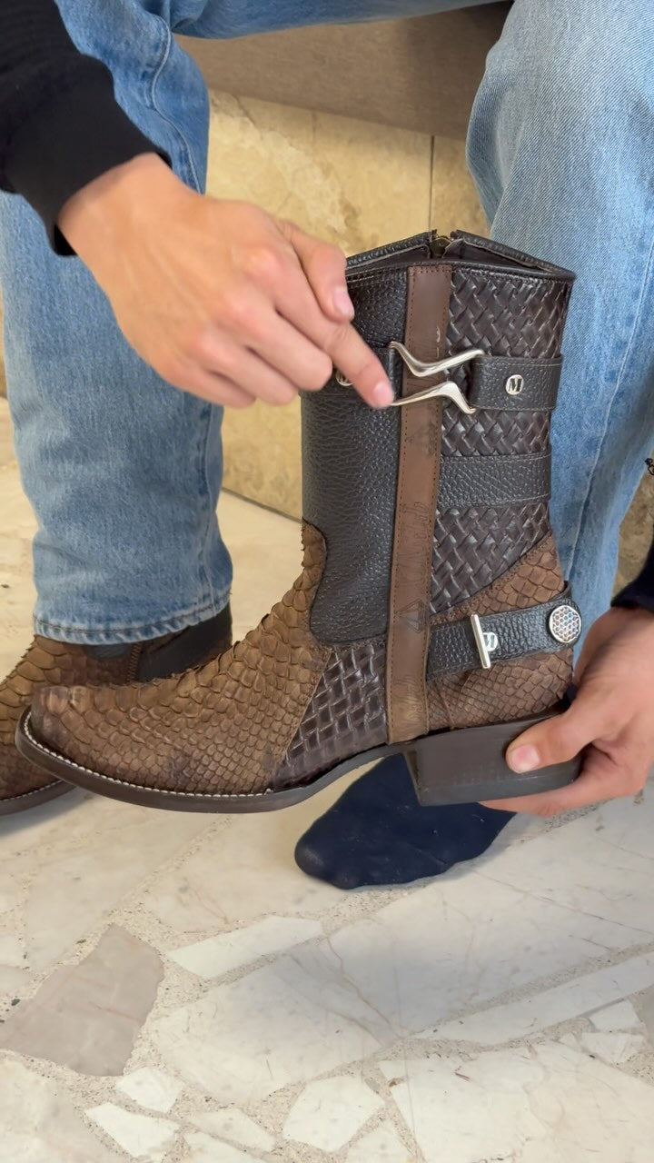 Men's Vintage Braided Python Boots