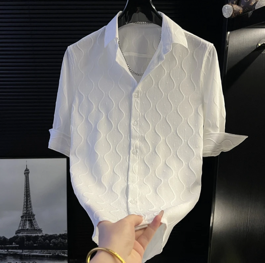 Men's casual wave sleeve shirt