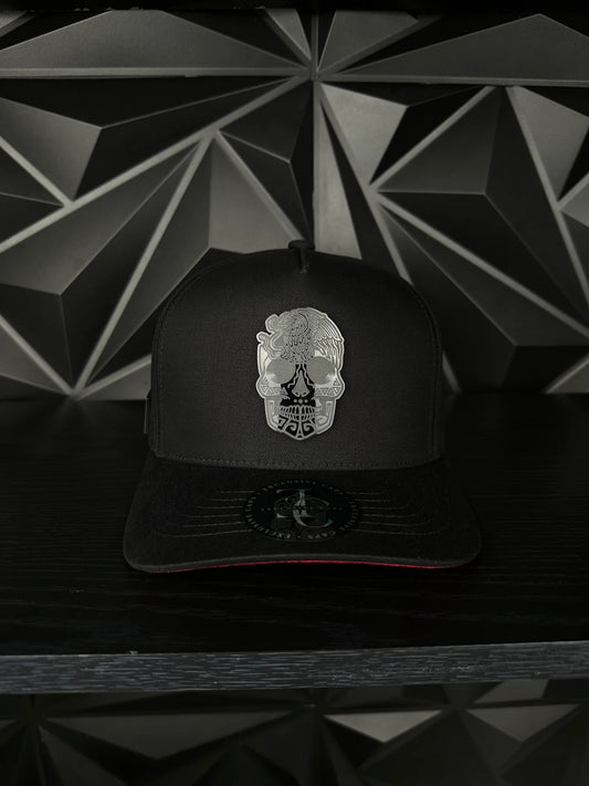 Mexico Skull Snapback Cap - Black/Red