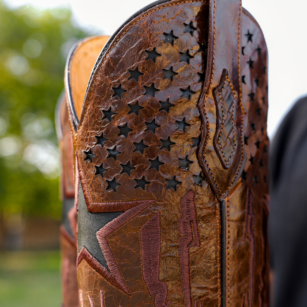 Brown Basketweave Leather Boots