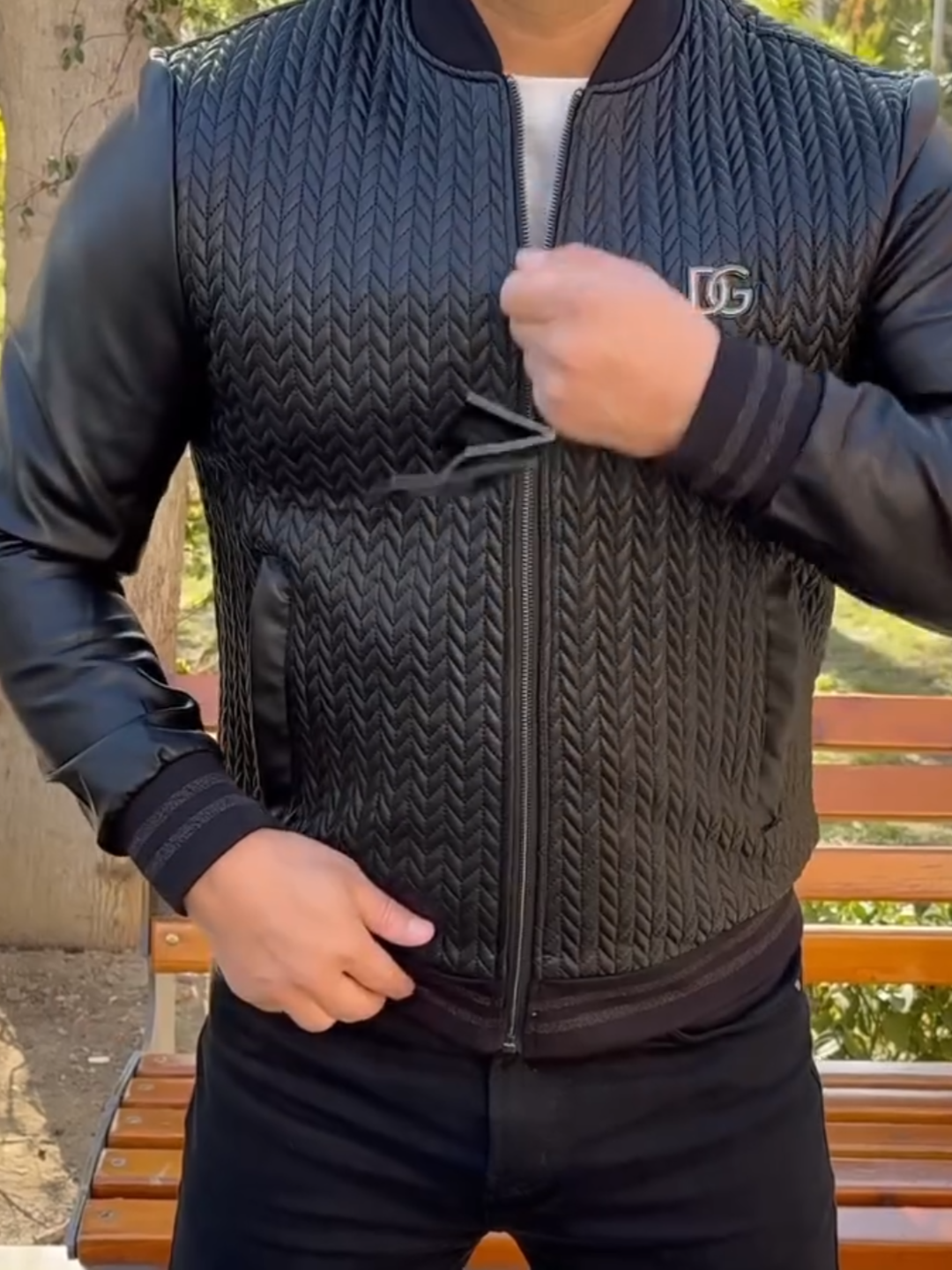 Men's Classic Braided Leather Jacket