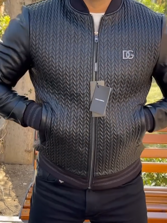 Men's Classic Braided Leather Jacket