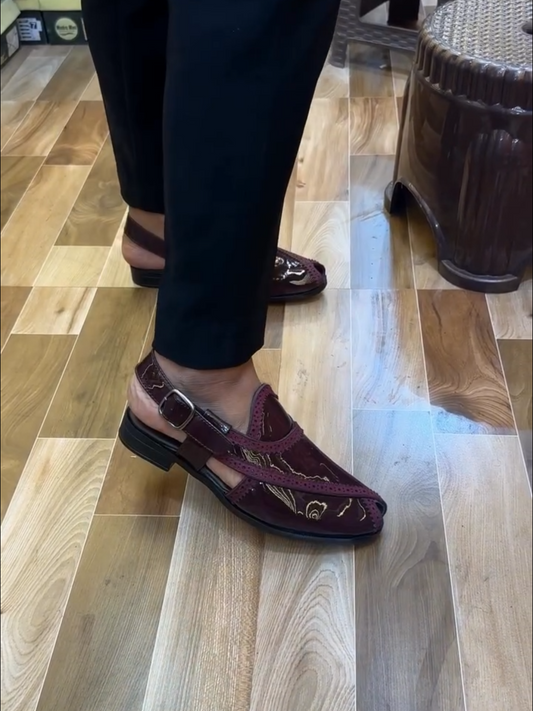 Men's patent leather loafer sandals