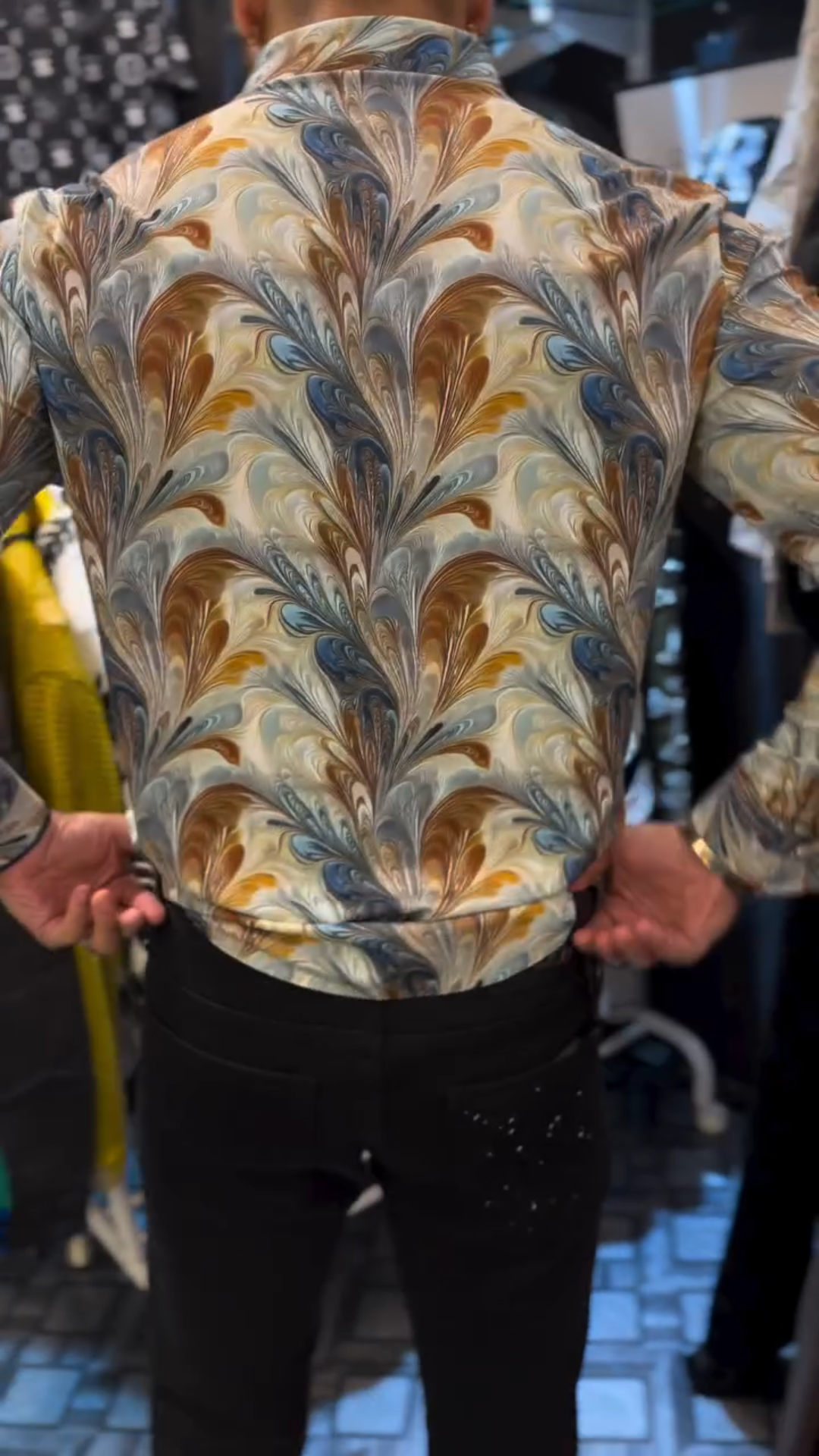 Men's Luxury Feather Rhinestone Shirt