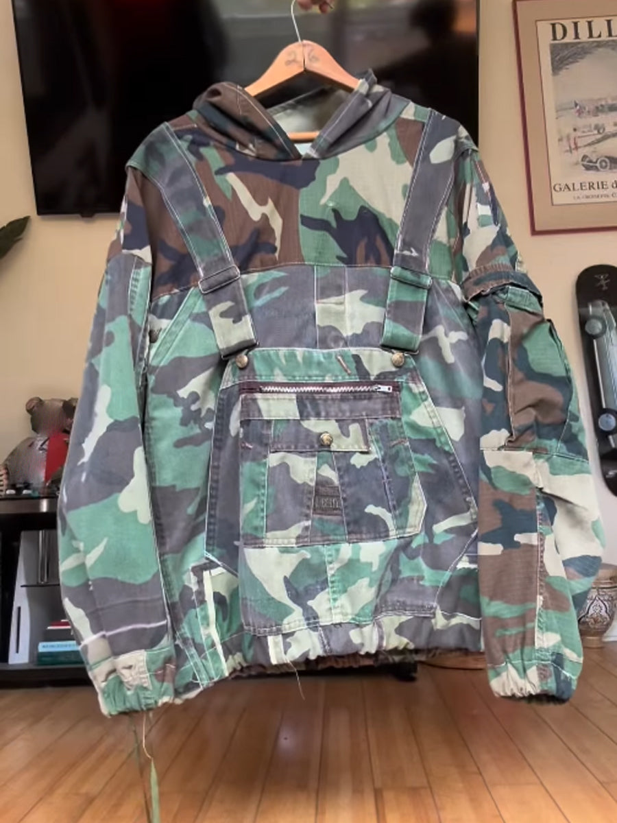 Men 's Camouflage Print Overall Hoodie