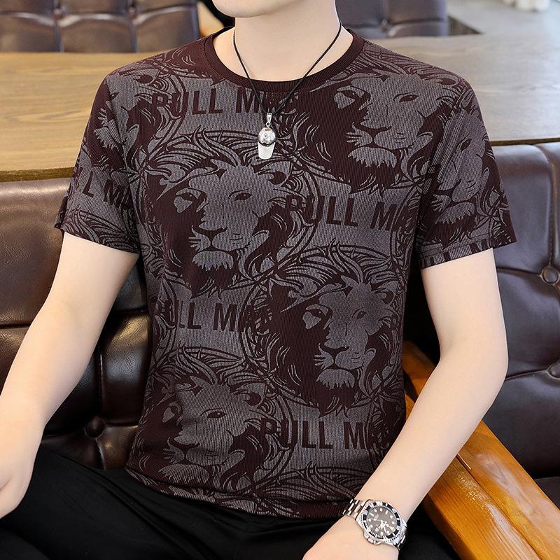 Lion Print Ice Silk T-Shirt