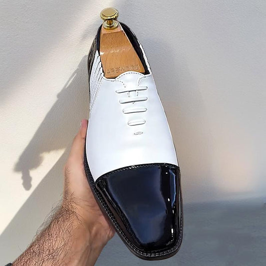 Men's Colorblock Derby Leather Shoes