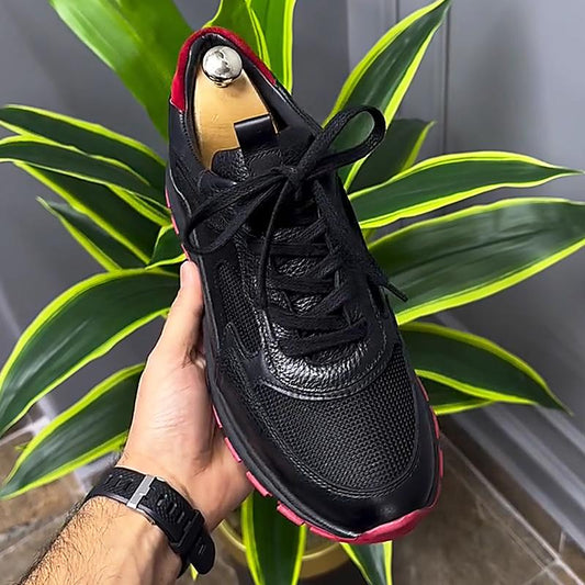 Men's Mesh Patchwork Leather Sneakers