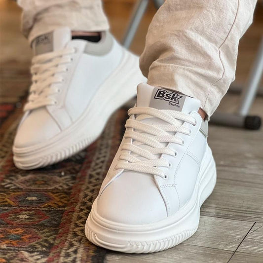 Men's Leather Soft Sole White Casual Shoes