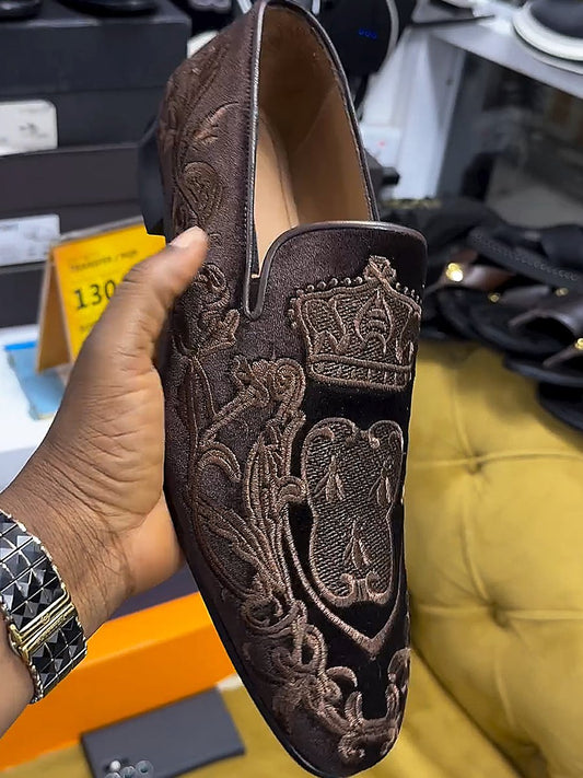Suede Embroidered Men's Loafers