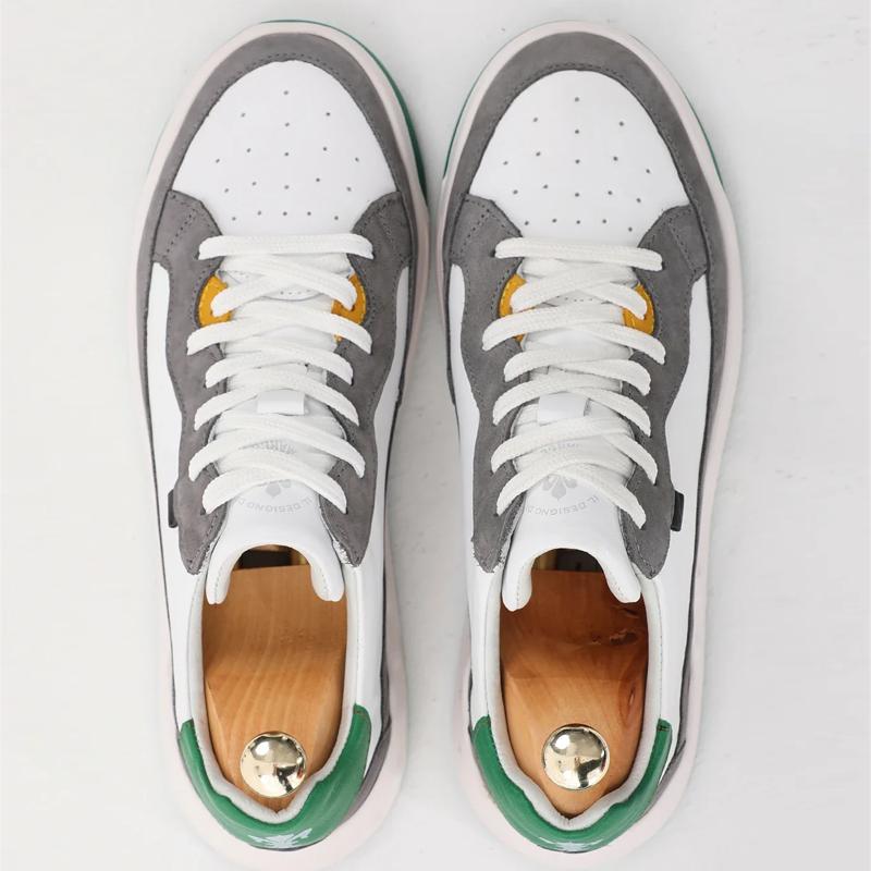 Gray Suede Patchwork Casual Sneakers