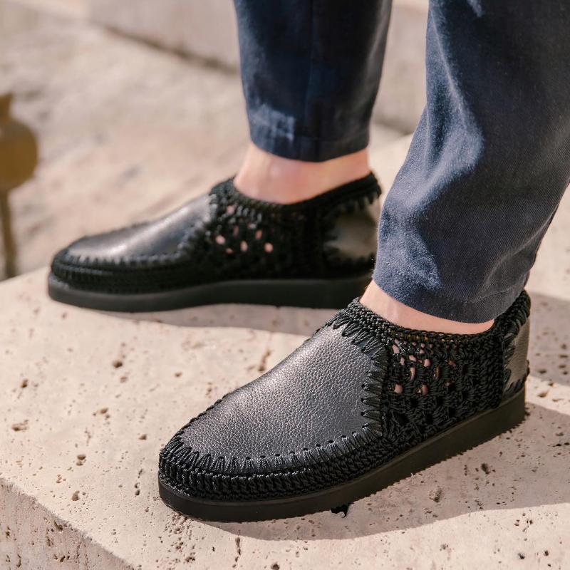 Men's Leather Knit Soft Sole Sandal