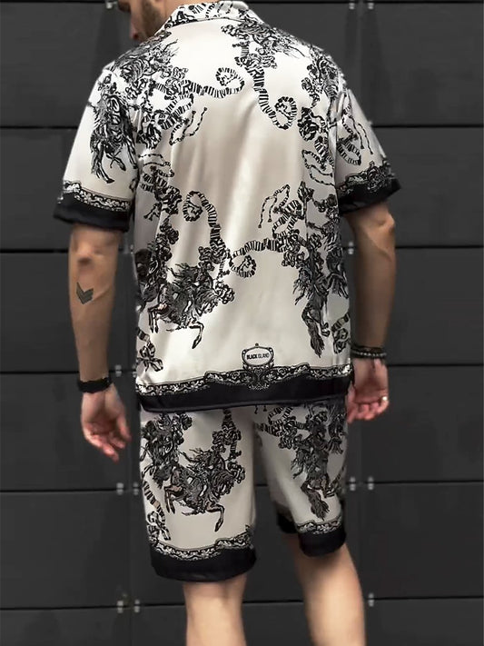 Men's Printed Ice Silk Summer Beach Suit