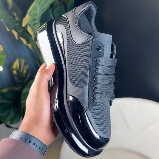 Men's Patent Leather Mesh Air Cushion Sneakers