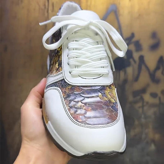 Men's Printed Retro Textured Leather Casual Shoes