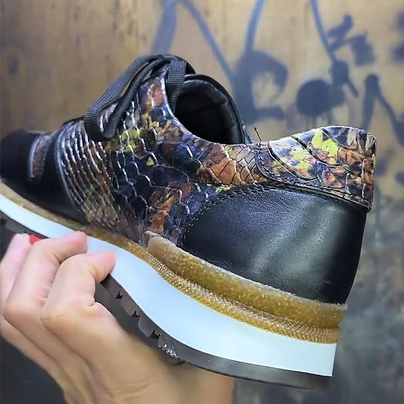 Men's Printed Retro Textured Leather Casual Shoes