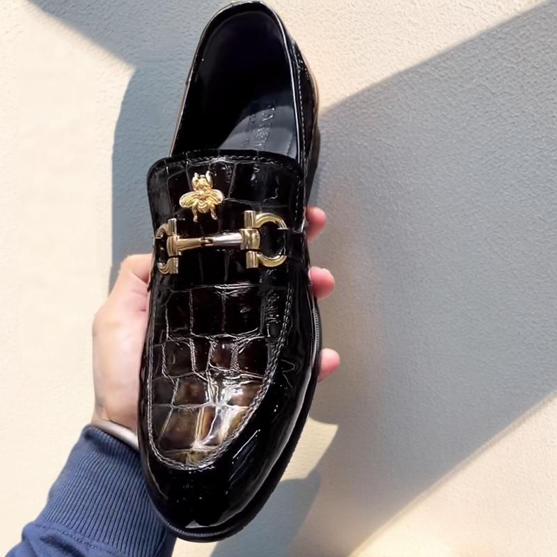 Crocodile Patent Leather Men's Loafers