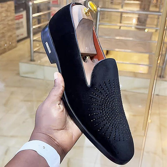 Men's Suede Rhinestone Loafers