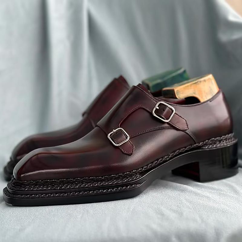 Men's Triple Stitched Leather Buckle Formal Shoes