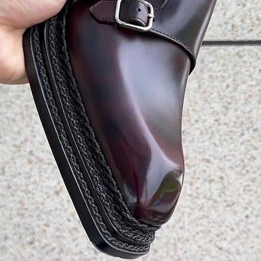 Men's Triple Stitched Leather Buckle Formal Shoes