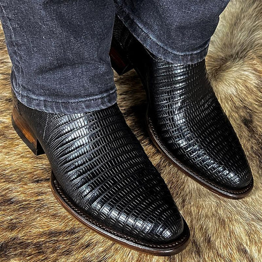 Textured High Top Men's Leather Boots