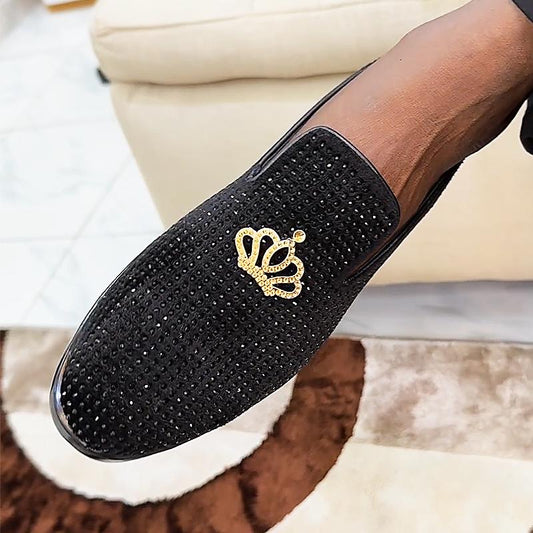 Men's Rhinestone Leather Loafers