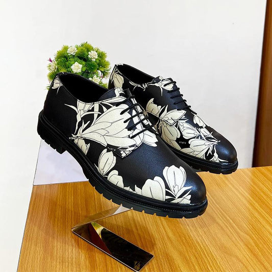 Men's Floral Leather Derby Shoes