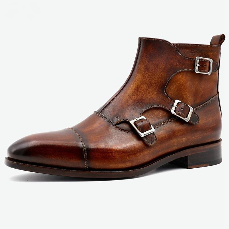 Men's 3-Buckle Chelsea Leather Boots