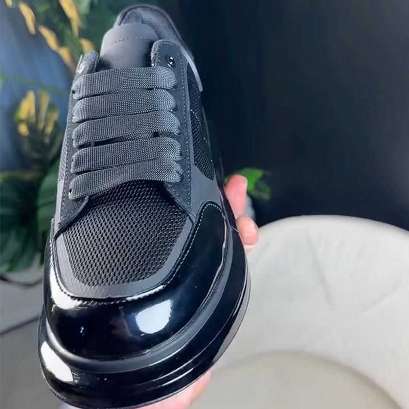 Men's Patent Leather Mesh Air Cushion Sneakers