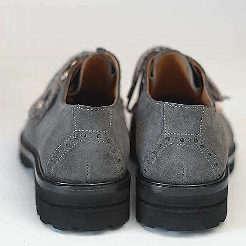 Suede Round Toe Thick Sole Men's Derby Shoes