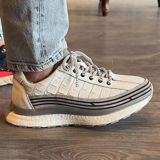 Men's Popcorn Soft Sole Faux Crocodile Leather Sneakers