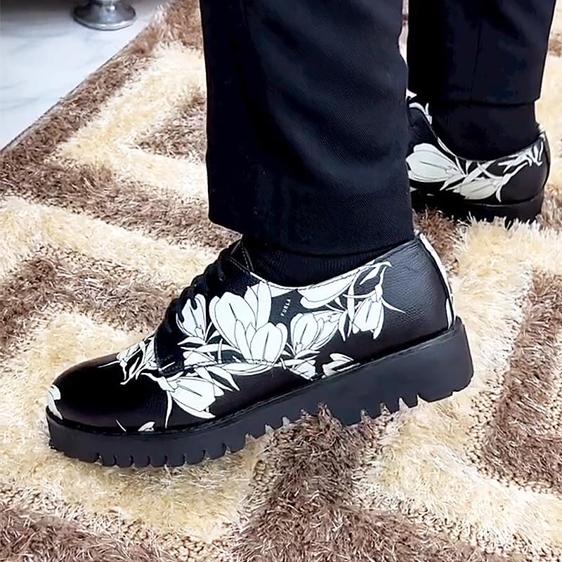 Men's Floral Leather Derby Shoes