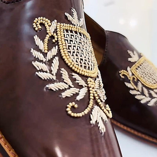 Men's Embroidered Leather Shoes