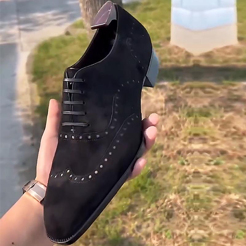 Suede Brogue Formal Men's Shoes