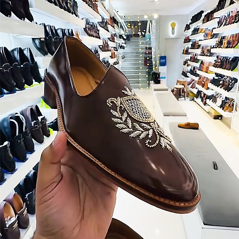 Men's Embroidered Leather Shoes