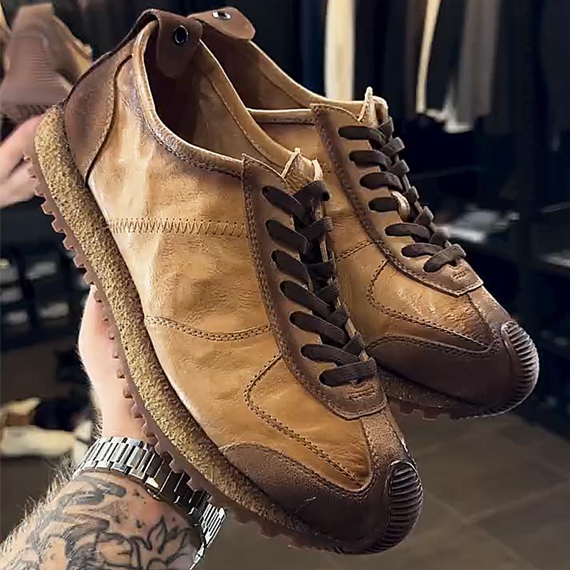 Mens Vintage Soft Sole Leather Sneakers