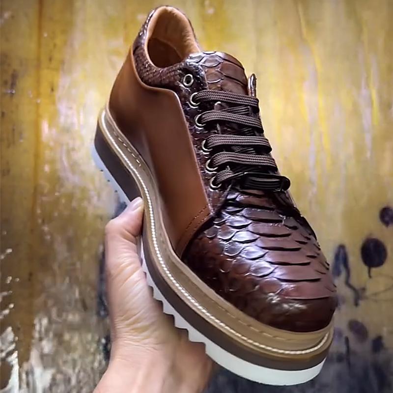 Men's Crocodile Print Vintage Work Shoes