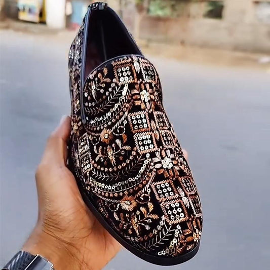 Men's Sequin Embroidered Loafers(Mexican Handmade Loafers)