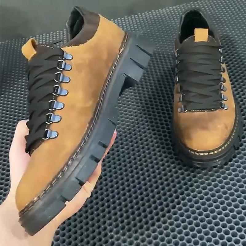 Khaki Suede Lace-Up Derby Shoes