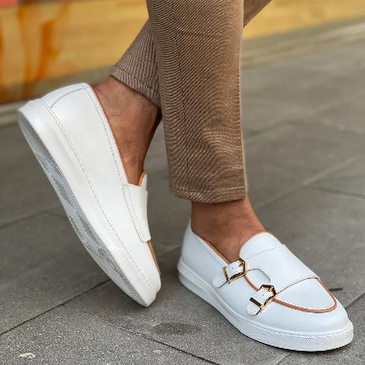 White Casual Monk Strap Eva Sole Shoes