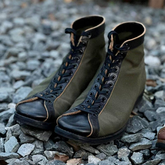 Canvas Patchwork Leather Vintage Casual Men's Boots