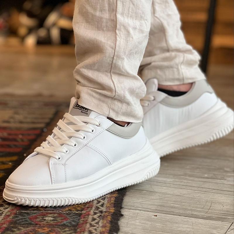 Men's Leather Soft Sole White Casual Shoes