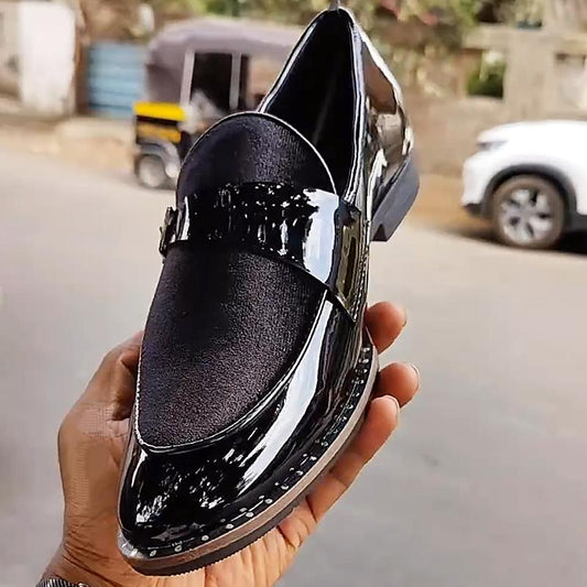 Suede and Patent Leather Men's Dress Shoes