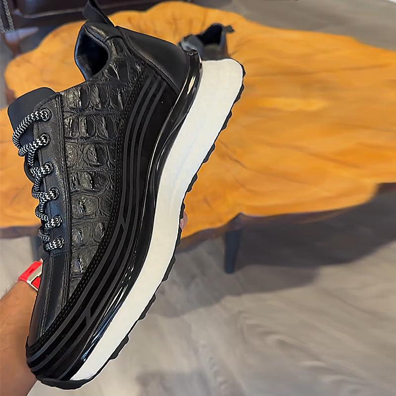 Men's Popcorn Soft Sole Faux Crocodile Leather Sneakers