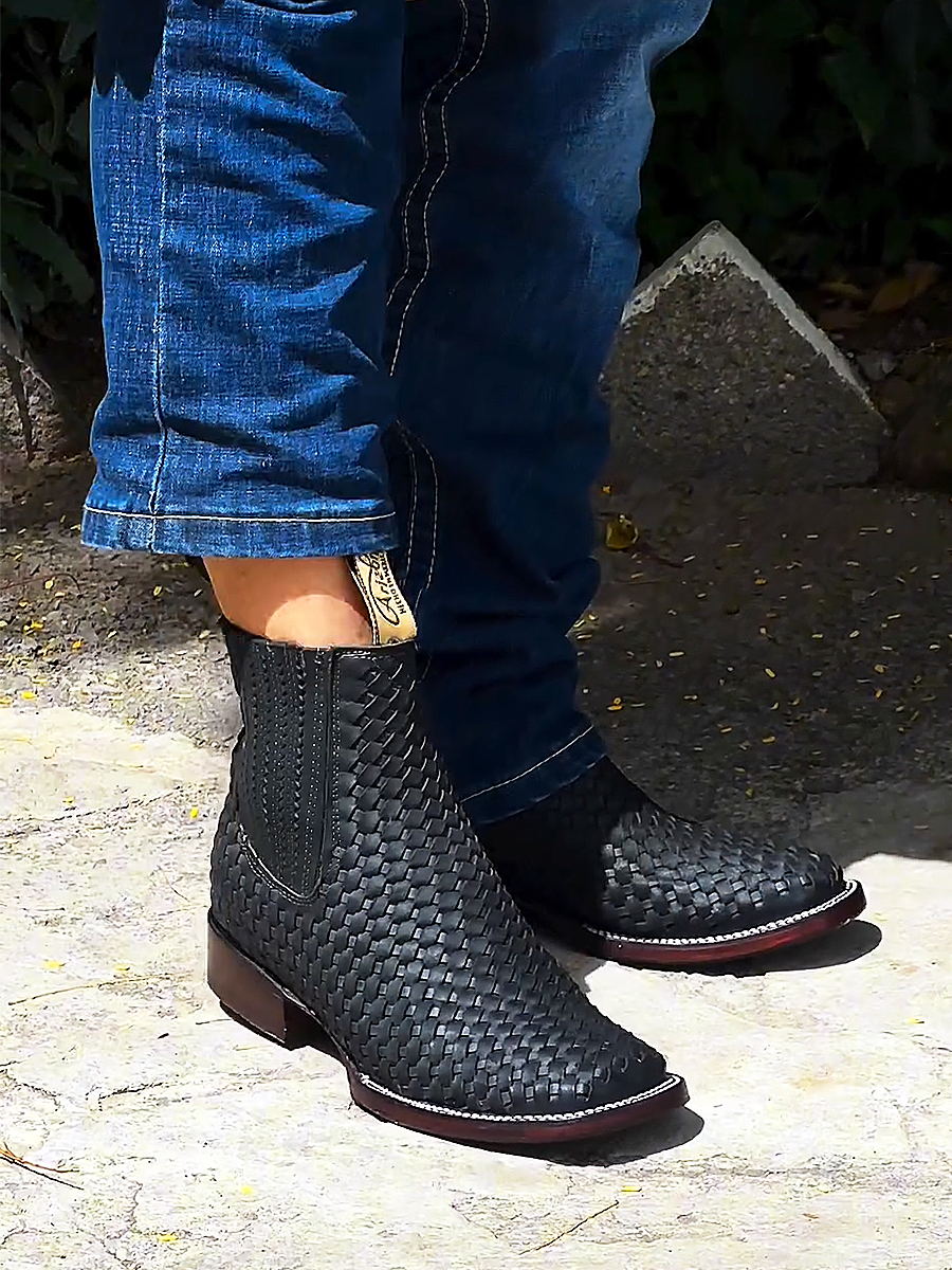 Braided Leather Men's Chelsea Boots