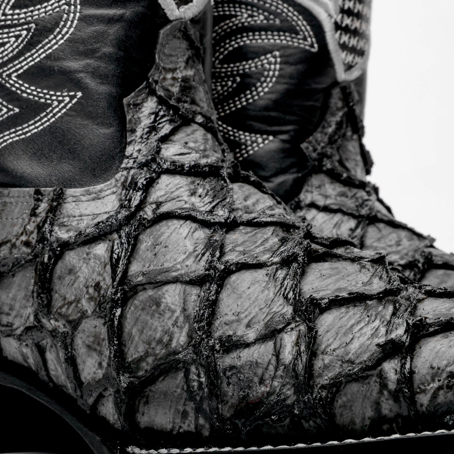 Grey Leather Boots - Square Toe