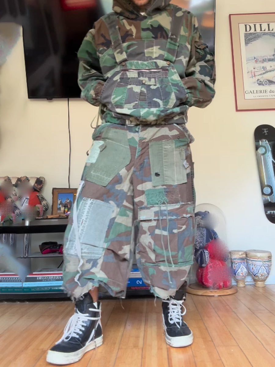 Men 's Camouflage Print Overall Hoodie