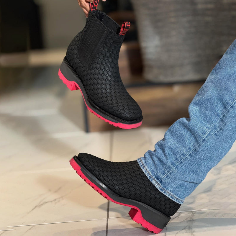 Men's Woven Chelsea Ankle Boots